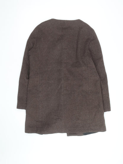 Zara Woman Brown Wool Mid-Length Coat Women’s L Classic Style
