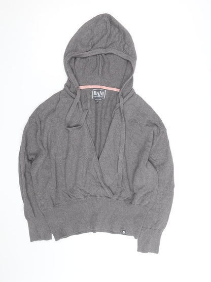 BAM Women's Grey Hooded Wrap Cardigan Medium Soft Bamboo Blend
