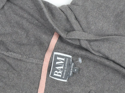 BAM Women's Grey Hooded Wrap Cardigan Medium Soft Bamboo Blend
