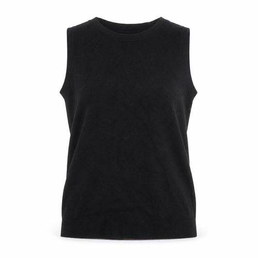 Tahari Womens Black Extrafine Merino Wool Sleeveless Jumper Size L