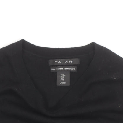 Tahari Womens Black Extrafine Merino Wool Sleeveless Jumper Size L