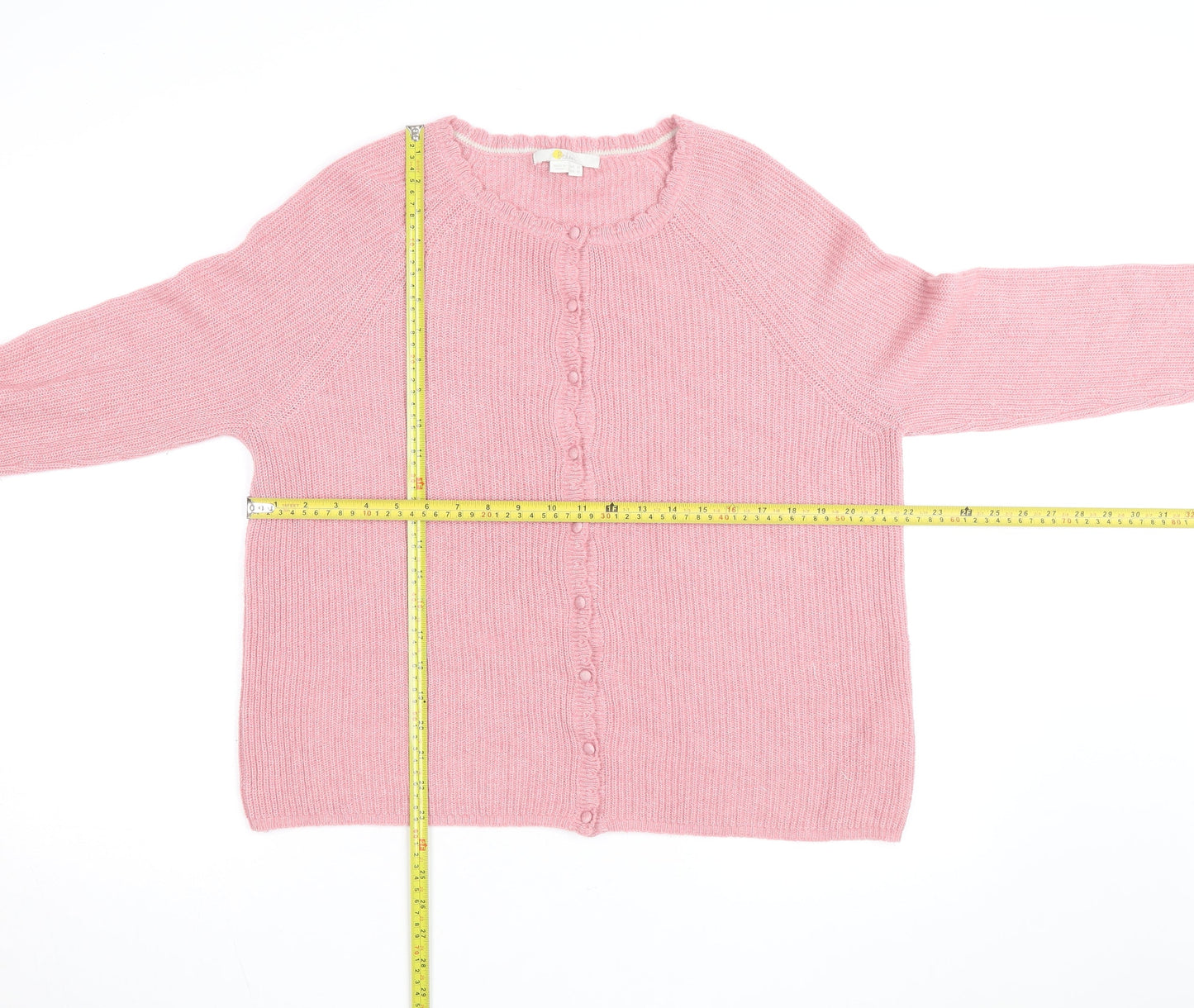 Boden Women Pink Cardigan UK 14 Crew Neck Long Sleeve Knitwear
