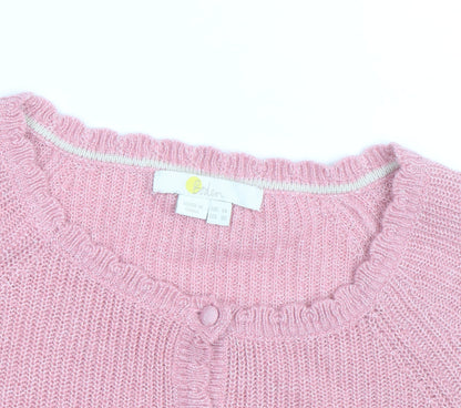 Boden Women Pink Cardigan UK 14 Crew Neck Long Sleeve Knitwear