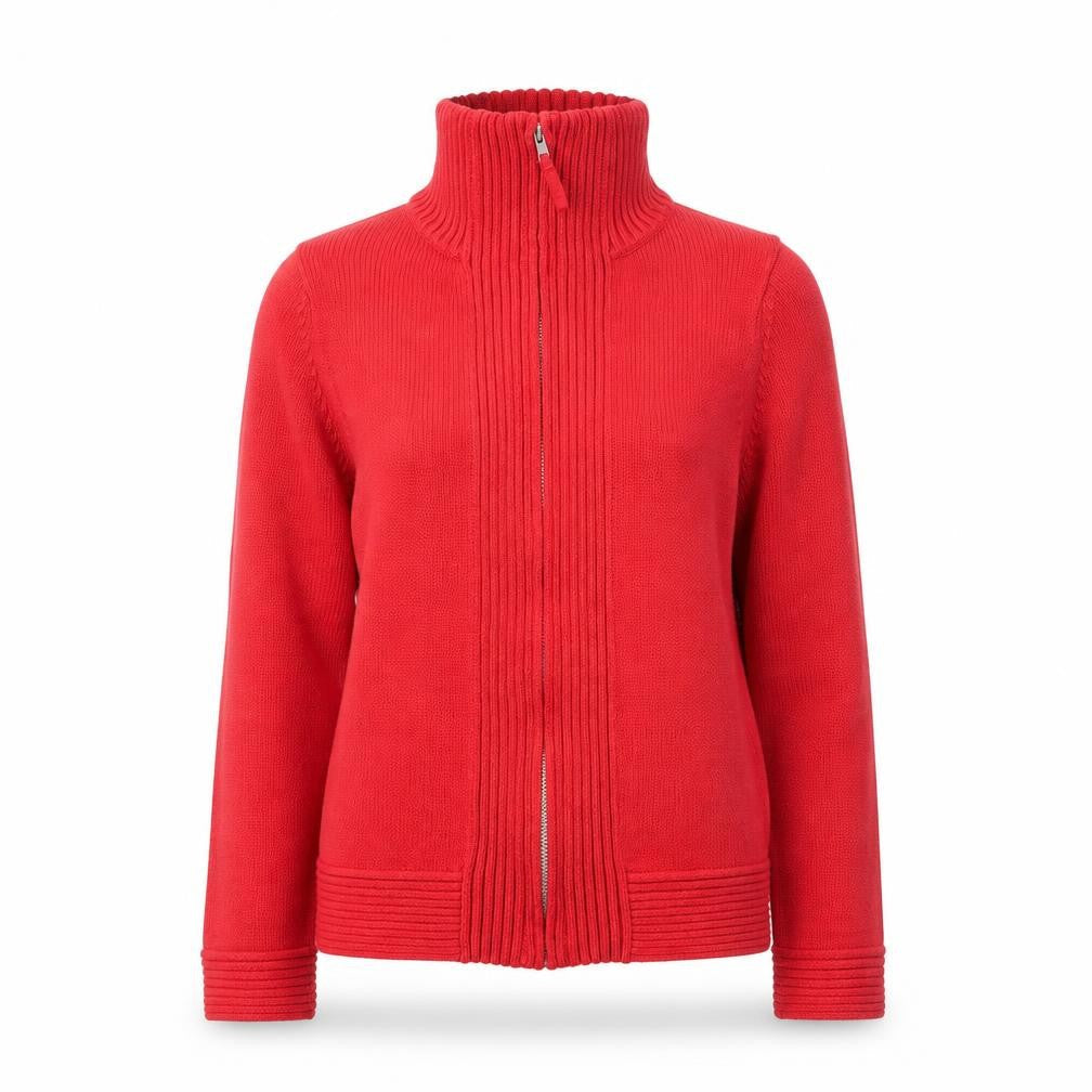 Marks & Spencer Women's Red Full Zip Roll Neck Jumper Size 12