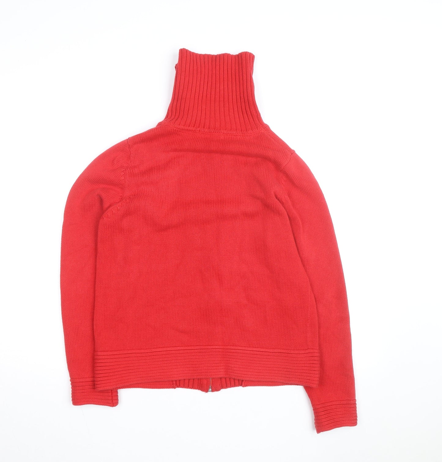 Marks and Spencer Women's Red Full Zip Roll Neck Jumper Size 12