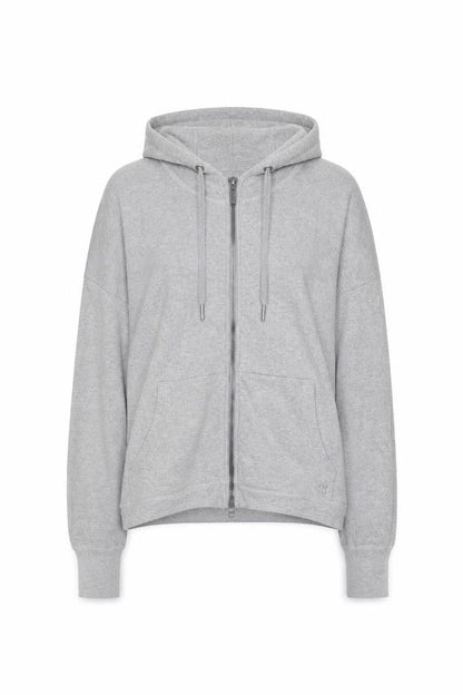 Sweaty Betty Women Grey Full Zip Hoodie Size S Cotton Blend