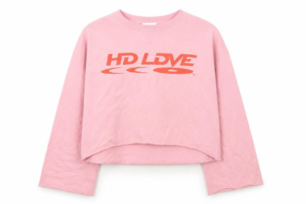 Weekday Women Pink Cotton Pullover Sweatshirt S HD Love Graphic