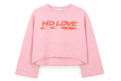 Weekday Women Pink Cotton Pullover Sweatshirt S HD Love Graphic