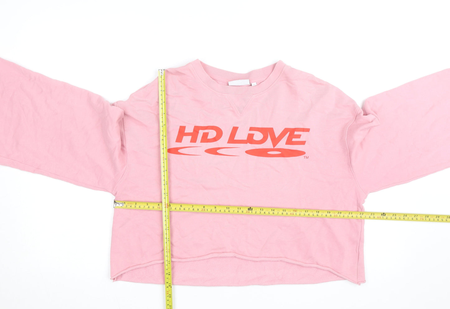 Weekday Women Pink Cotton Pullover Sweatshirt S HD Love Graphic