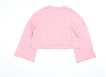 Weekday Women Pink Cotton Pullover Sweatshirt S HD Love Graphic