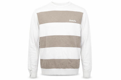 Bench Mens Beige Striped Lightweight Cotton Crew Neck Jumper Size L