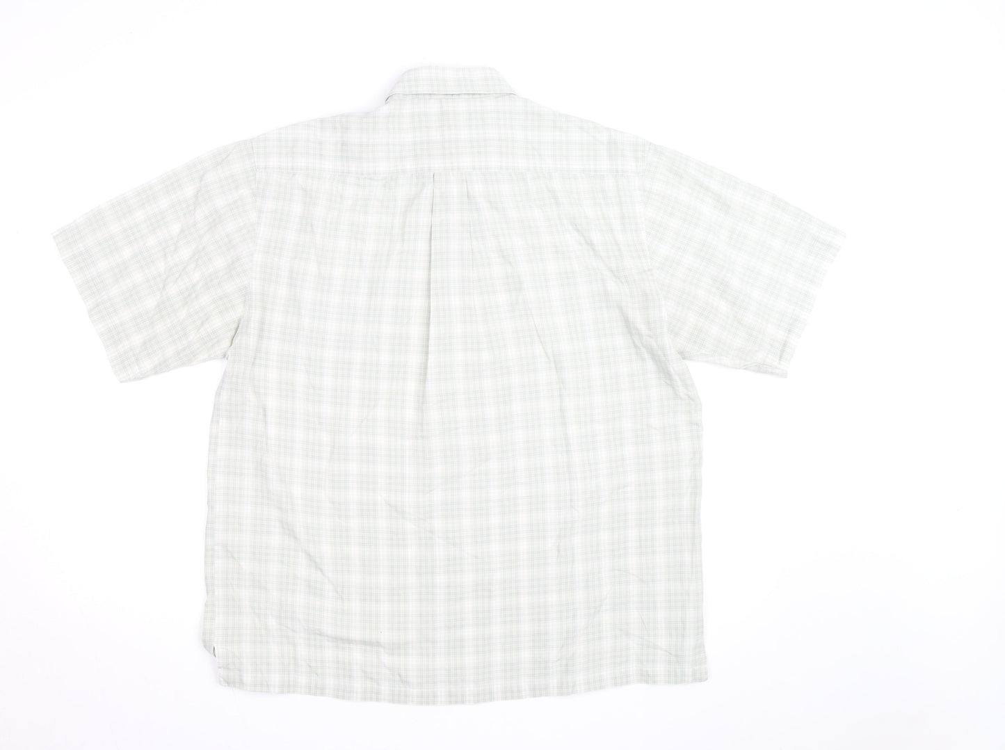 Peter England Men's Beige Check Short Sleeve Button-Up Shirt M