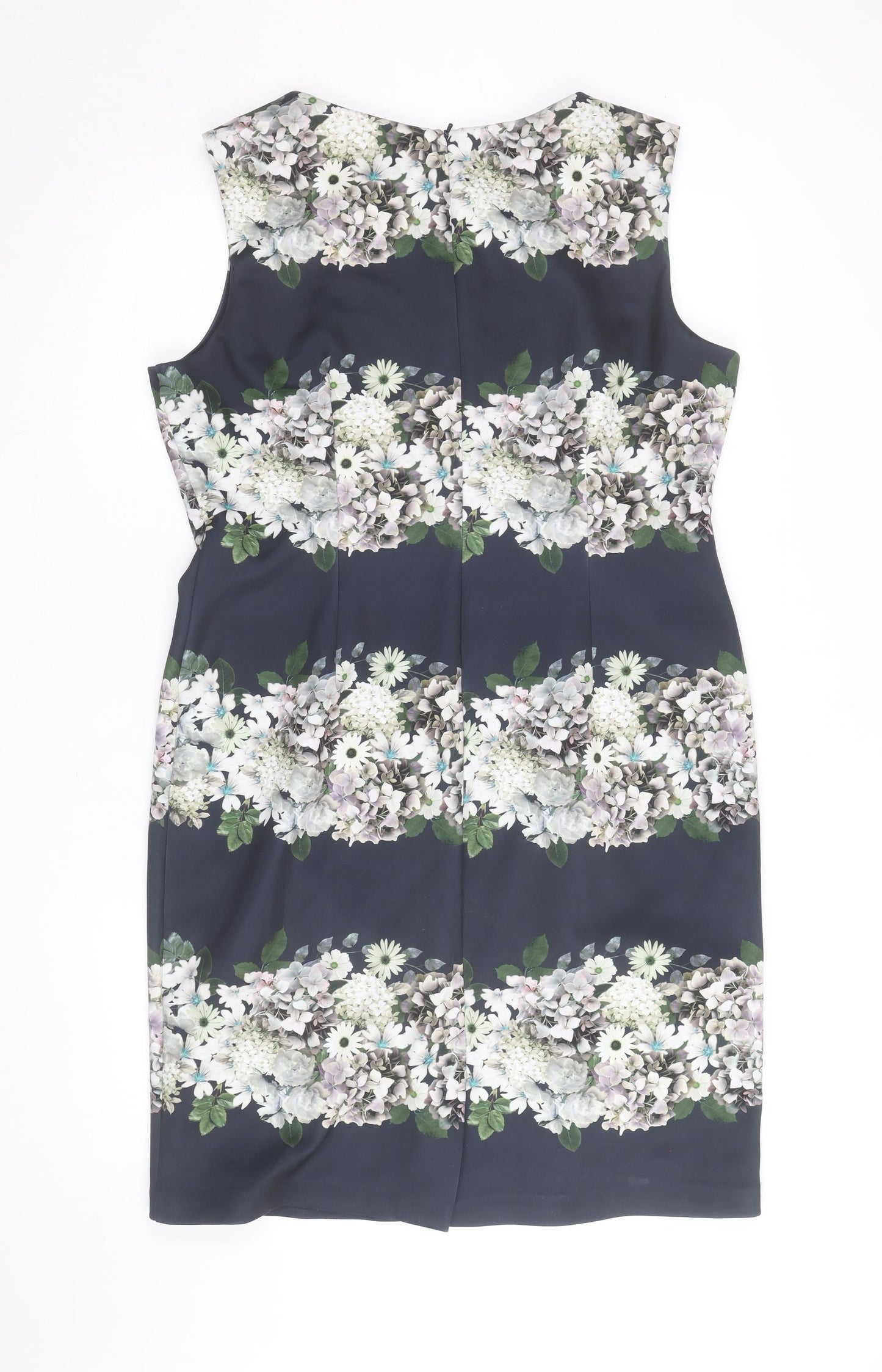 Phase Eight Women Blue Floral Sheath Knee Length Dress Size 18