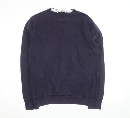 Pringle of Scotland Men's Blue Cotton Crew Neck Jumper Size M