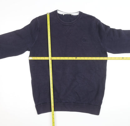 Pringle of Scotland Men's Blue Cotton Crew Neck Jumper Size M