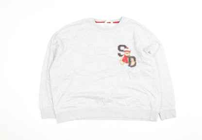 Marks and Spencer Women Grey Crew Neck Pullover Sweatshirt Size 18 Teddy Bear Design