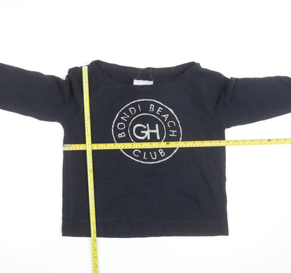 Gilly Hicks Womens Navy Blue Long Sleeve Pullover Sweatshirt L Bondi Beach Club