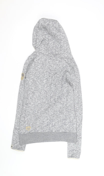 Ragwear Women’s Grey Button Neck Hooded Pullover Sweatshirt S