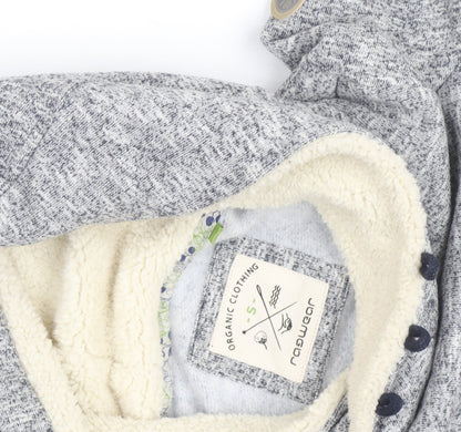 Ragwear Women’s Grey Button Neck Hooded Pullover Sweatshirt S