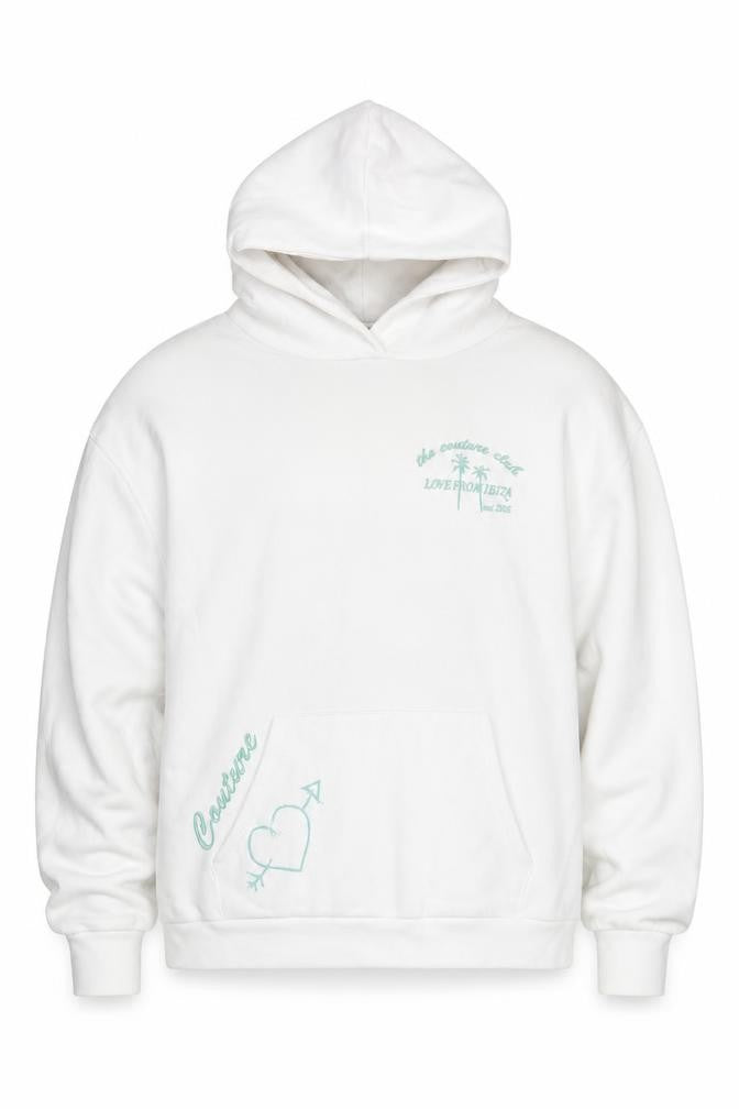 Couture Club Men's White Pullover Hoodie S Graphic Embroidered