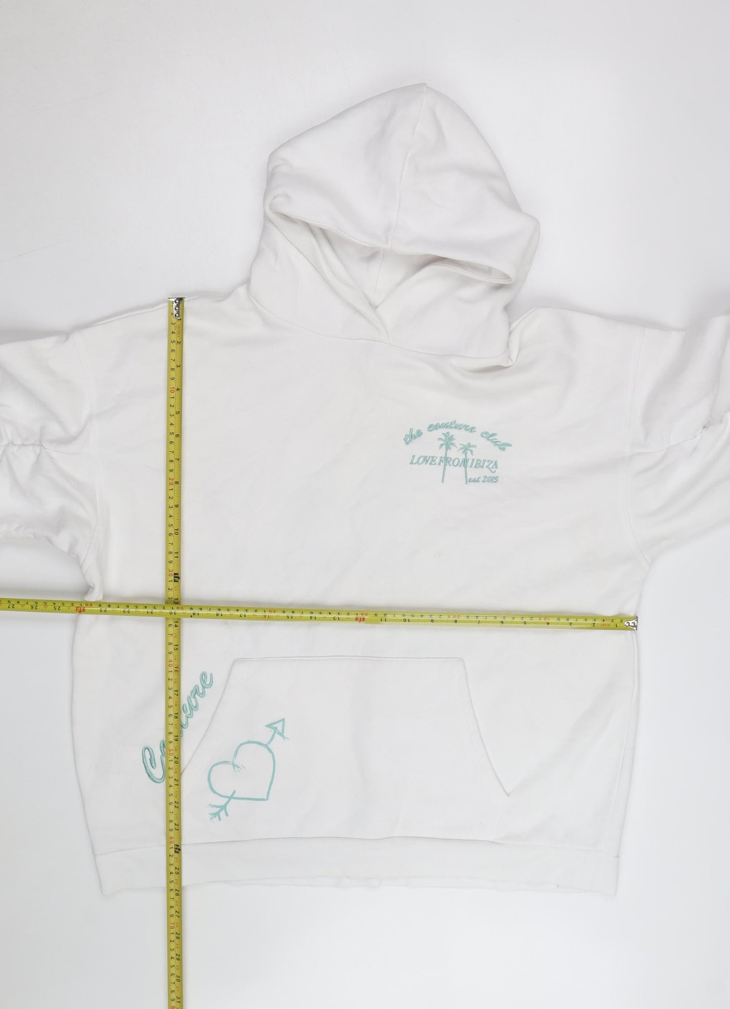 Couture Club Men's White Pullover Hoodie S Graphic Embroidered