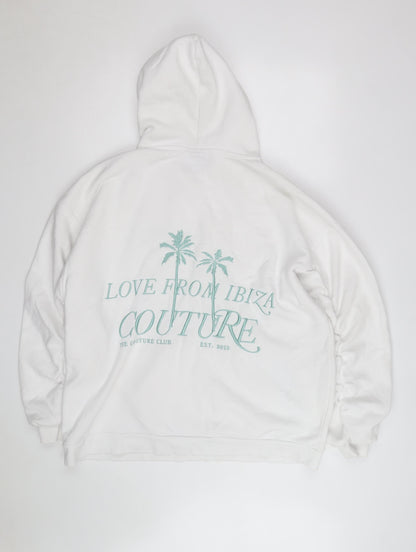 Couture Club Men's White Pullover Hoodie S Graphic Embroidered