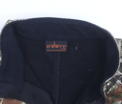 Habit Men's Black Camo Fleece Active Jacket Size L Regular Fit