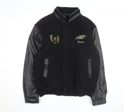 Canada Sportswear Men’s Black Varsity Jacket XL Wool Leather Trim