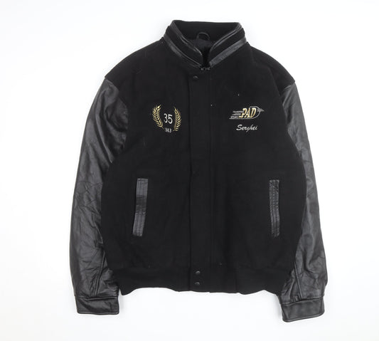Canada Sportswear Men’s Black Varsity Jacket XL Wool Leather Trim