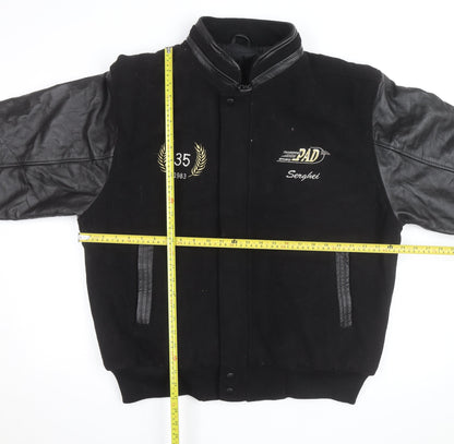 Canada Sportswear Men’s Black Varsity Jacket XL Wool Leather Trim
