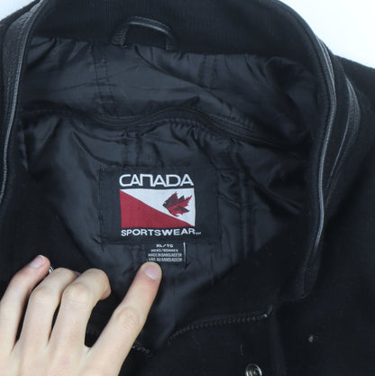 Canada Sportswear Men’s Black Varsity Jacket XL Wool Leather Trim