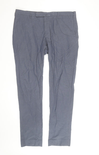 Incotex Men's Grey Slim Fit Chino Trousers Size 56