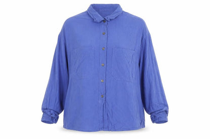 Grattan Women Blue Viscose Long Sleeve Relaxed Button-Up Shirt Size 14