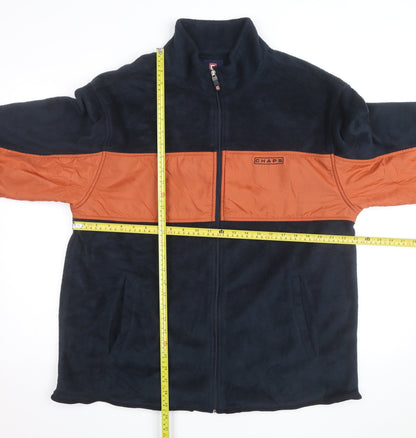 Chaps Men's Navy and Orange Full Zip Fleece Sweatshirt Size L
