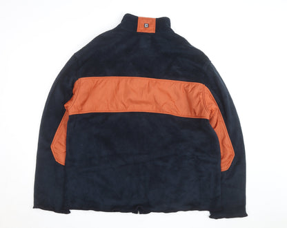 Chaps Men's Navy and Orange Full Zip Fleece Sweatshirt Size L