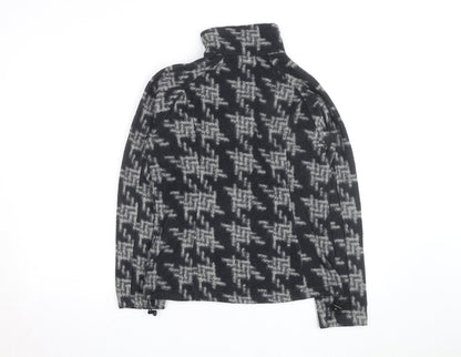 Columbia Boys Black Houndstooth Fleece Zip Jacket M Hiking Outdoor