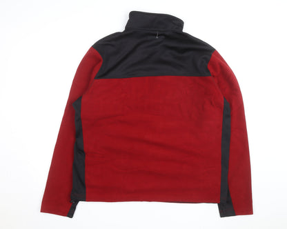 Eddie Bauer Mens Red Black Fleece Full Zip Sweatshirt XL Tall