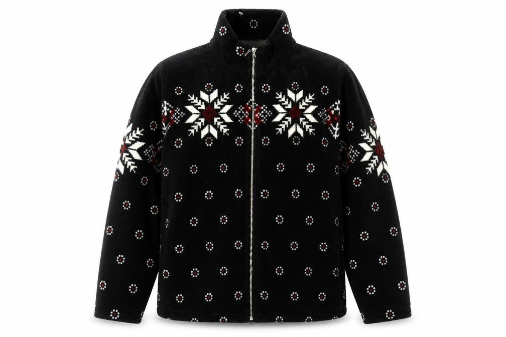 Barrage Men’s Black Snowflake Fleece Jacket L Winter Zip Up