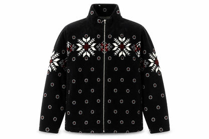 Barrage Men’s Black Snowflake Fleece Jacket L Winter Zip Up