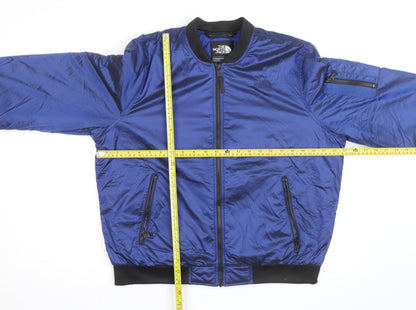 The North Face Womens Blue Bomber Jacket Size L Quilted Zip Up