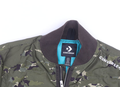 Converse Men's Green Camouflage Bomber Jacket XS Polyester