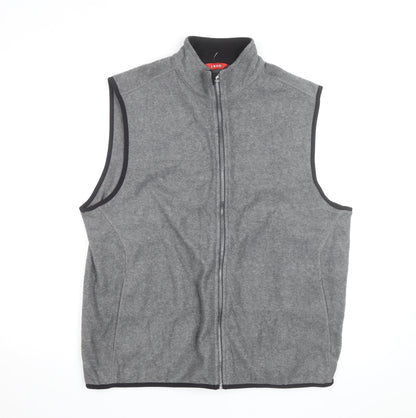 IZOD Mens Grey Fleece Bodywarmer Waistcoat L Zip Up Lightweight