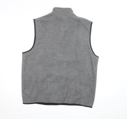 IZOD Mens Grey Fleece Bodywarmer Waistcoat L Zip Up Lightweight
