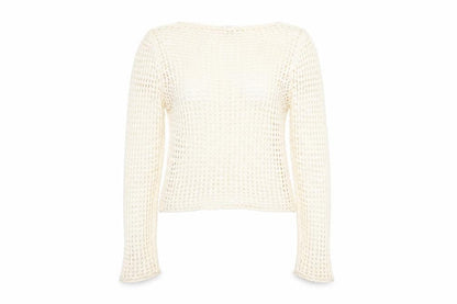 Urban Outfitters Women Ivory Open-Knit Crochet Jumper Size S