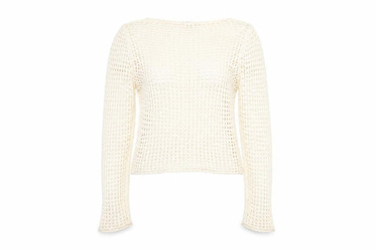 Urban Outfitters Women Ivory Open-Knit Crochet Jumper Size S