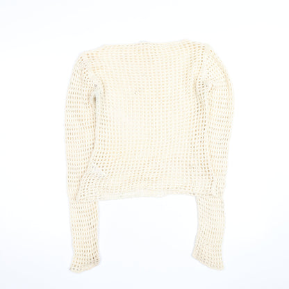 Urban Outfitters Women Ivory Open-Knit Crochet Jumper Size S