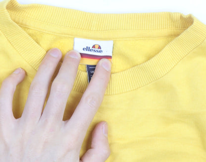 Ellesse Men's Yellow Logo Pullover Sweatshirt M Crew Neck