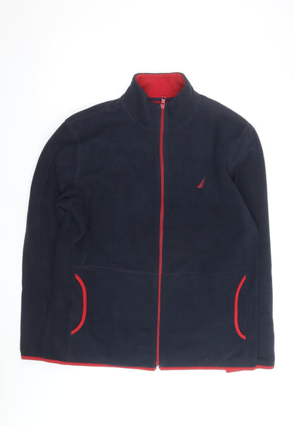 Nautica Men's Blue Red Fleece Full Zip Jacket XL