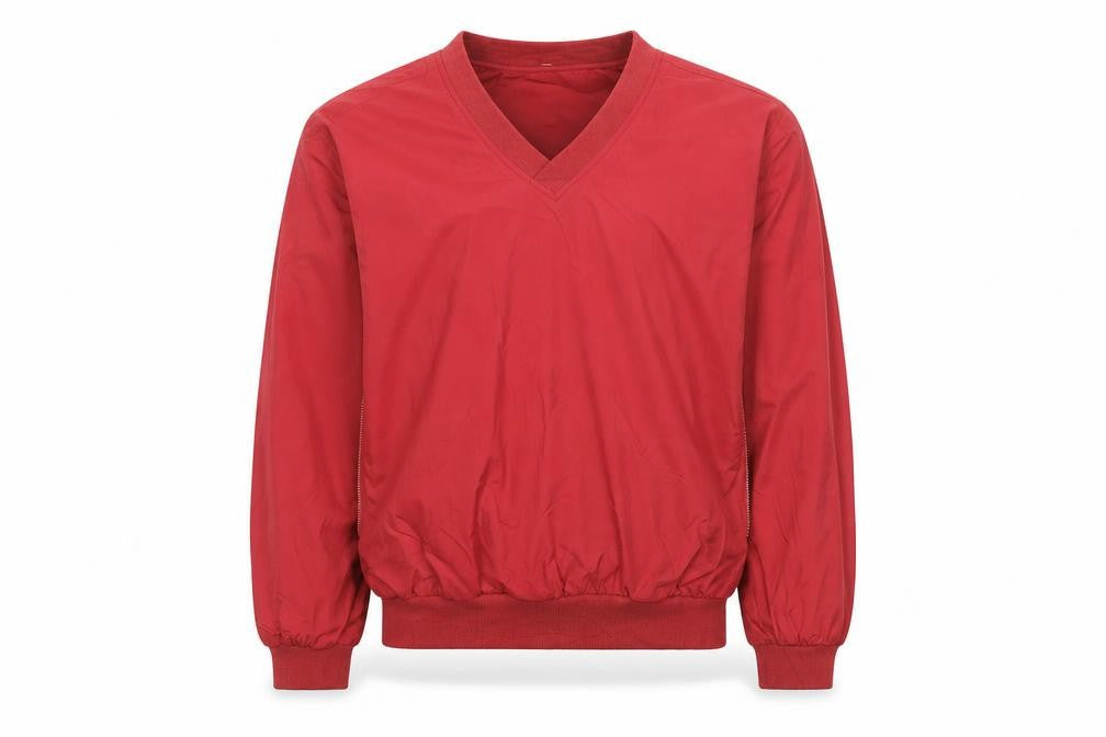 IZOD Men's Red V-Neck Pullover Sweatshirt Size S Nylon Lightweight