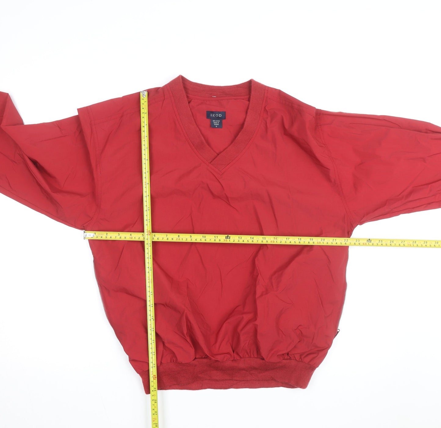IZOD Men's Red V-Neck Pullover Sweatshirt Size S Nylon Lightweight